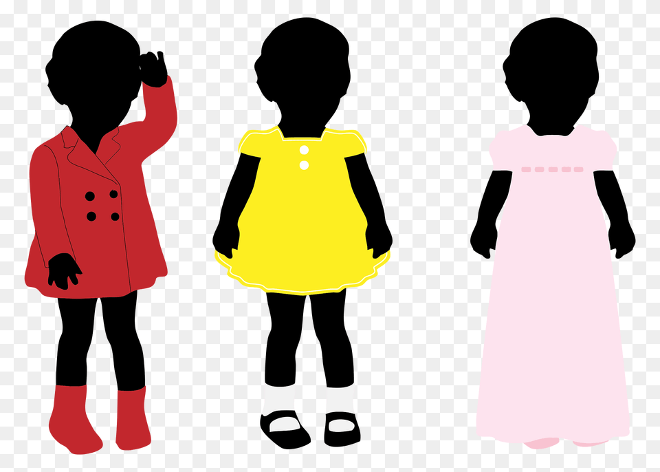3 Girls Wearing Colorful Dresses Clipart, Clothing, Coat, Child, Person Png
