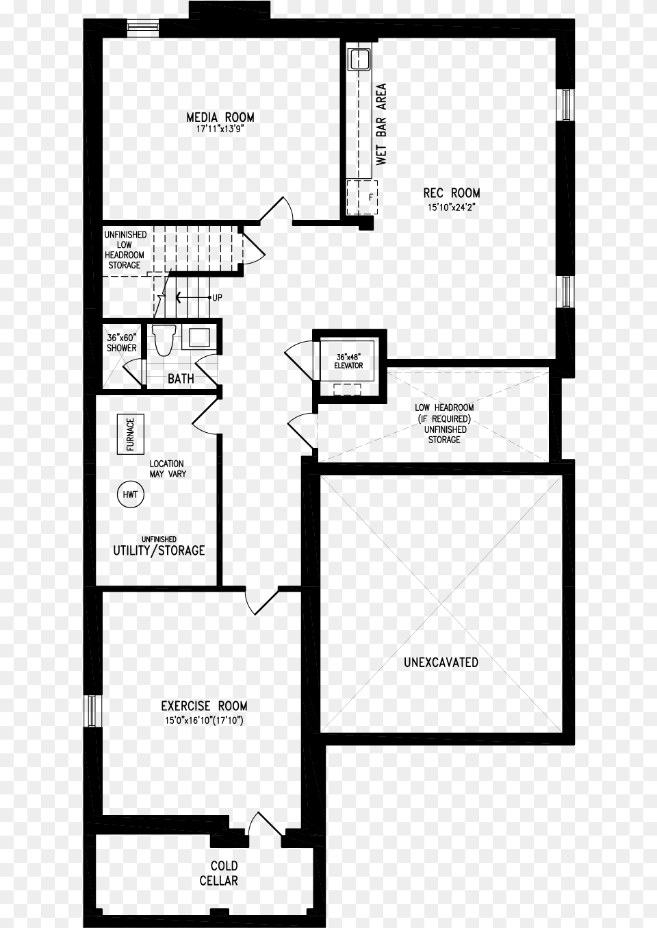 3 Meteor C Optbasement Web Floor Plan, Gray Free Png