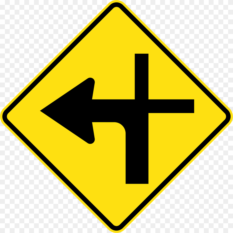 3 Modified Crossroad Intersection Left Clipart, Sign, Symbol, Road Sign Free Transparent Png