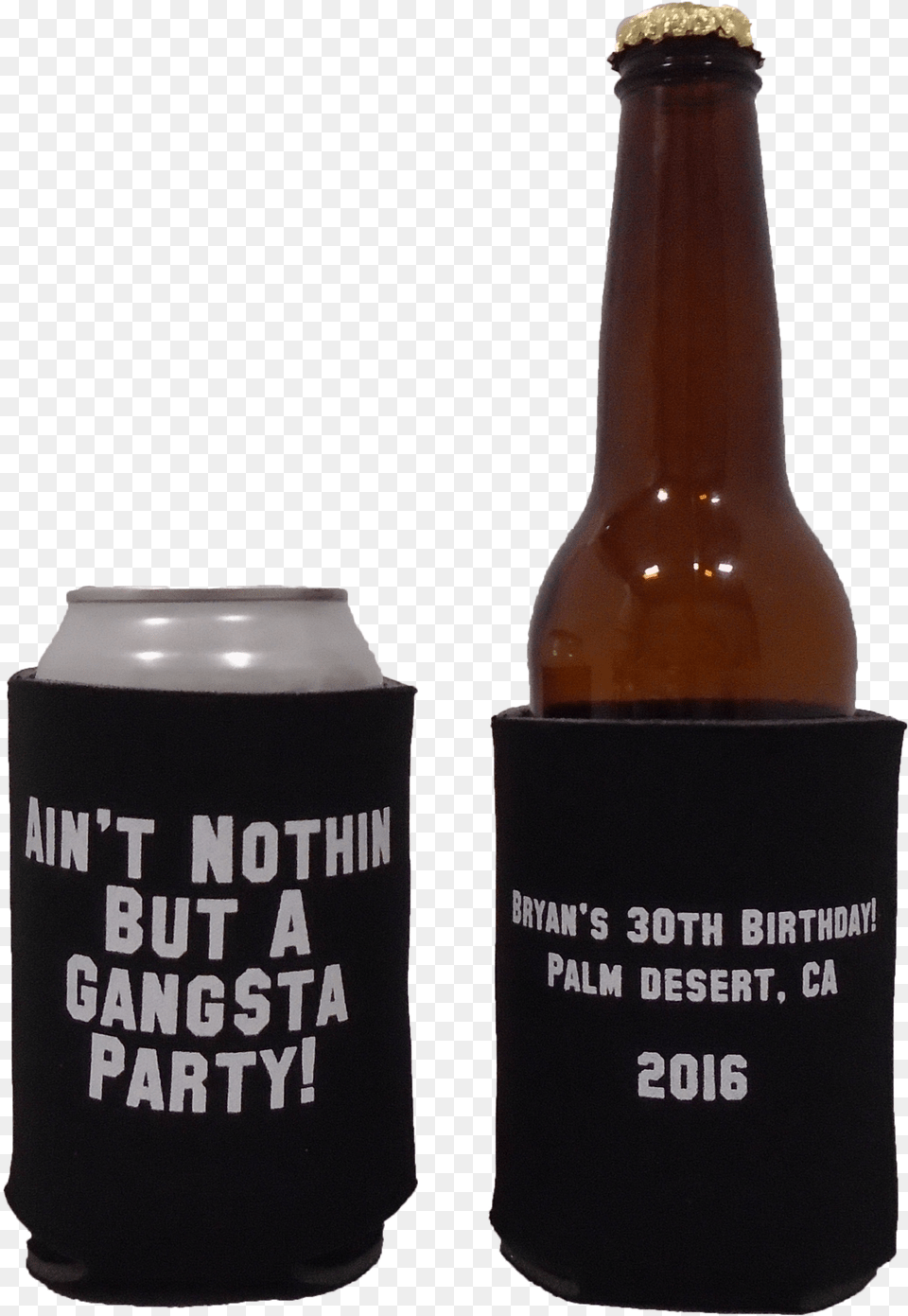 30th Birthday Party Koozie Gangsta Party Can Coolers Koozie, Alcohol, Beer, Beer Bottle, Beverage Free Transparent Png