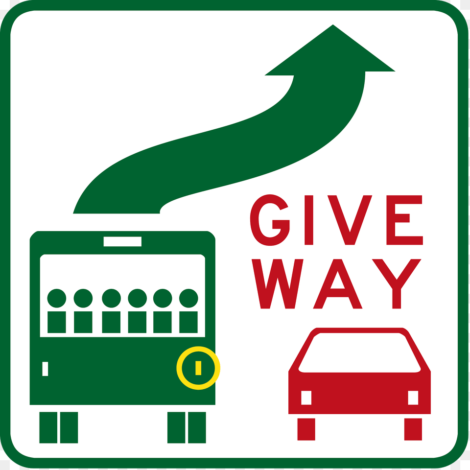 31 Give Way To Buses Attached To A Bus Clipart, Sign, Symbol, First Aid, Road Sign Png Image