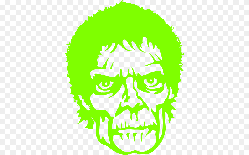 Zombie Head, Green, Face, Person, Photography Png Image