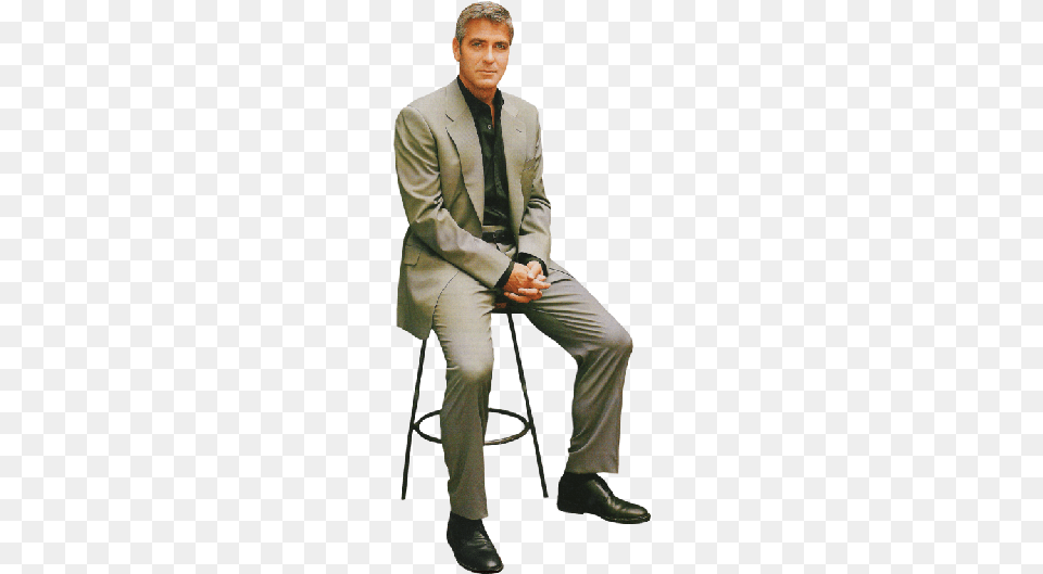 George Clooney, Jacket, Sitting, Suit, Formal Wear Png