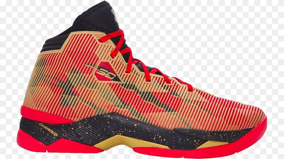 39san Francisco 49ers39 Curry 25 Red And Gold, Clothing, Footwear, Shoe, Sneaker Png Image