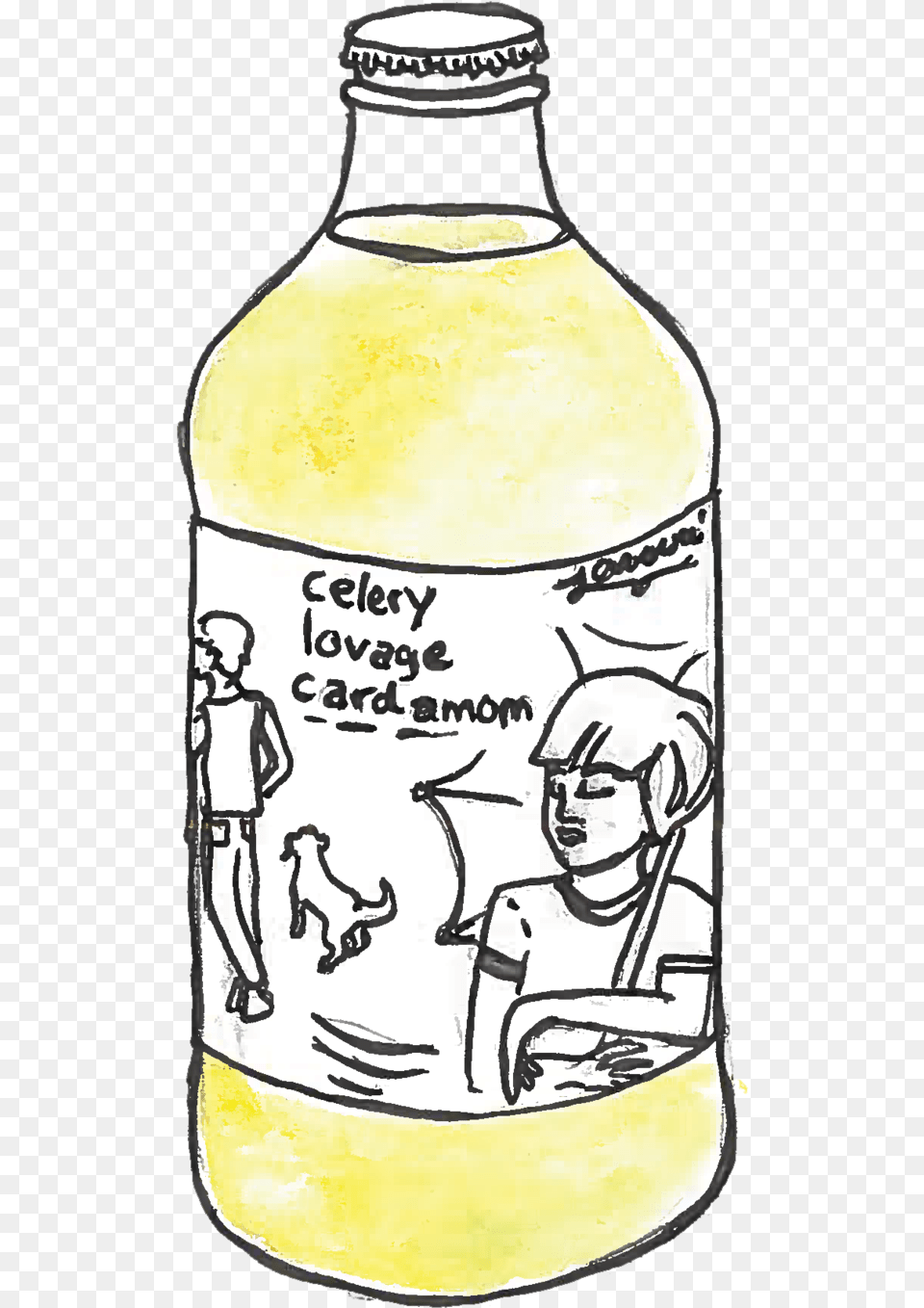 3celerylovagecardamom Glass Bottle, Person, Alcohol, Beer, Beverage Png Image