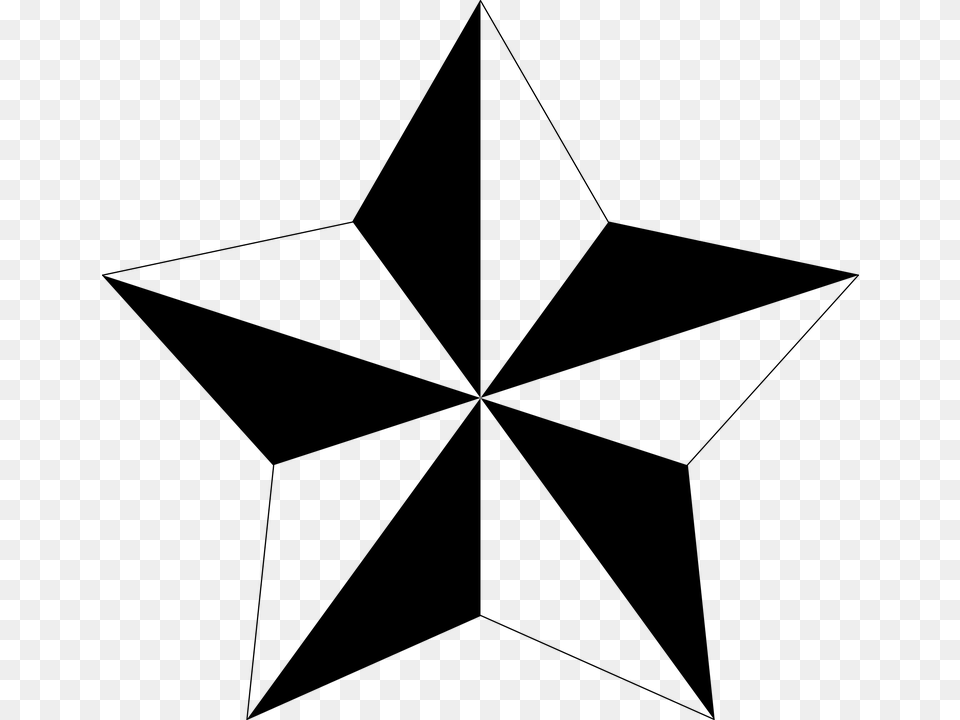 3d 5 Point Star, Gray Png Image