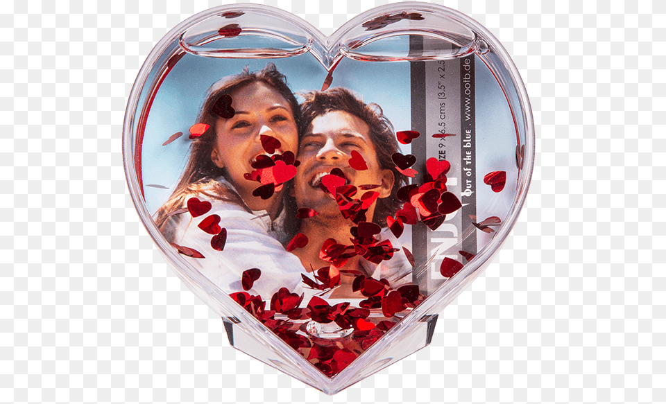 3d Acrylic Glitter Heart Waterglobe With Heart Foils Hartvormige 3d Fotokader Met Hartjes Confetti, Adult, Female, Person, Woman Free Png Download