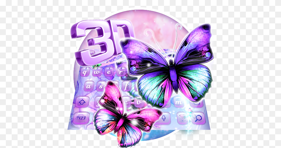 3d Beautiful Butterfly Parallax Girly, Art, Graphics, Purple Free Transparent Png