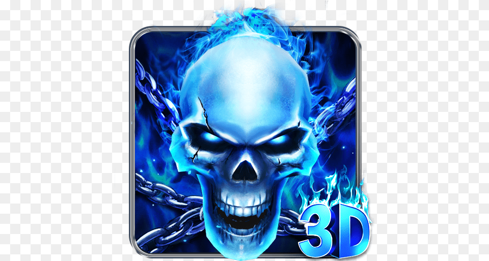 3d Blue Flaming Skull Theme Launcher 112 Download Android Skull On Fire Blue, Art, Graphics, Baby, Person Png