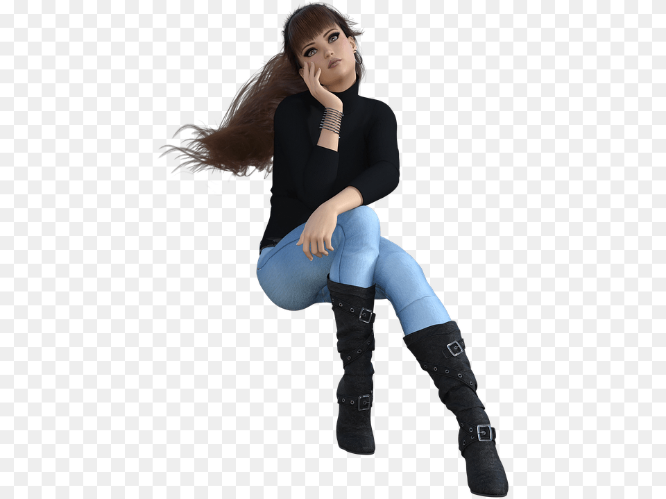 3d Character Pose 3d Model Woman, Pants, Clothing, Person, Teen Png Image