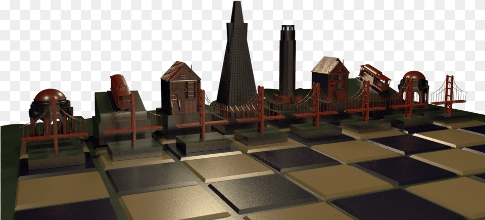 3d Chess Set Of San Francisco Skyline Created In Maya Chess, Play Area, Outdoors, Outdoor Play Area Free Transparent Png