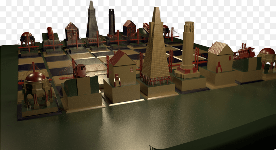 3d Chess Set Of San Francisco Skyline Created In Maya Scale Model, Outdoors Free Png