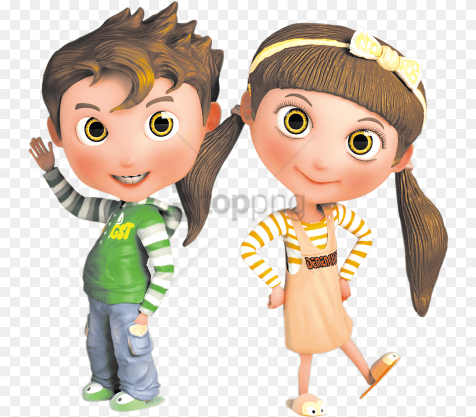 3d Childrens Image With Children Animated Background, Doll, Toy, Face, Head Free Png Download
