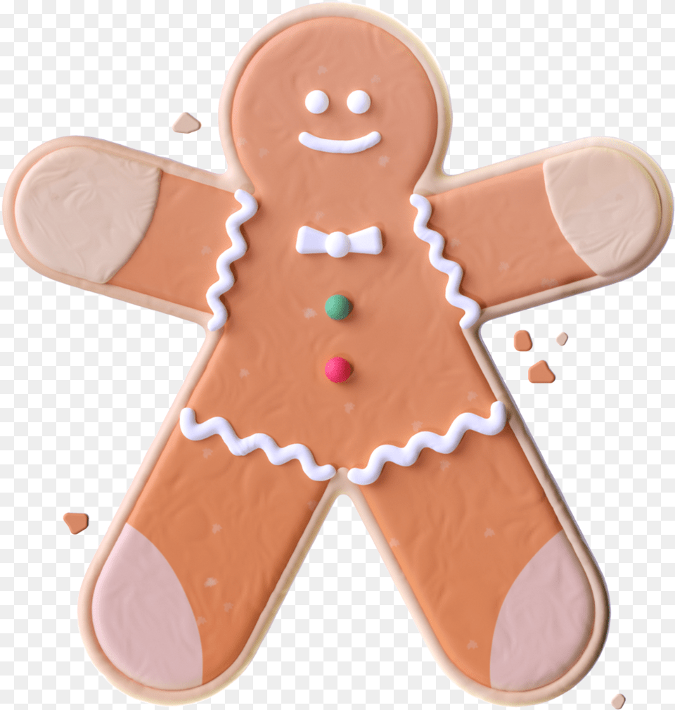 3d Christmas Icons Gingerbread Man, Cookie, Cream, Dessert, Food Png Image