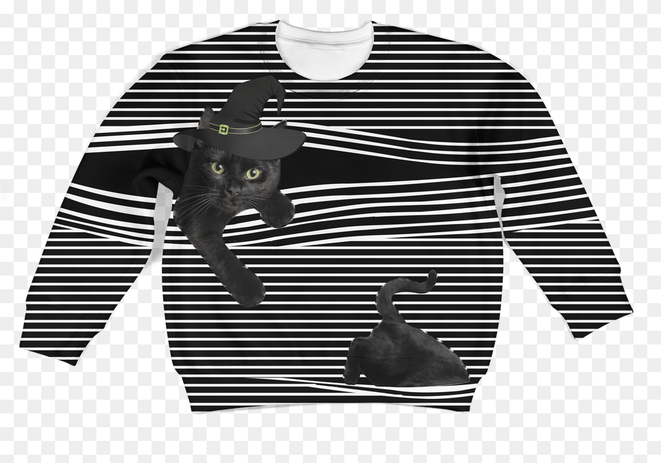 3d Cute Black Cat Kid Full Print Hoodie T Shirt Best Chef Badge, T-shirt, Clothing, Knitwear, Long Sleeve Png