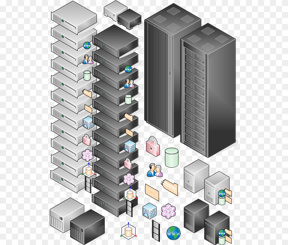 3d Data Center Visio Stencils, Computer, Electronics, Hardware, Server Free Png