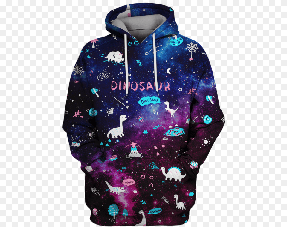 3d Dinosaur In The Galaxy Background Full Print T Shirt Unicorn, Sweatshirt, Sweater, Clothing, Knitwear Png Image