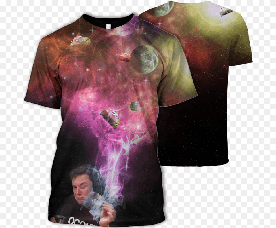 3d Elon Musk Smoking Out Space Roadster, T-shirt, Clothing, Shirt, Person Png Image