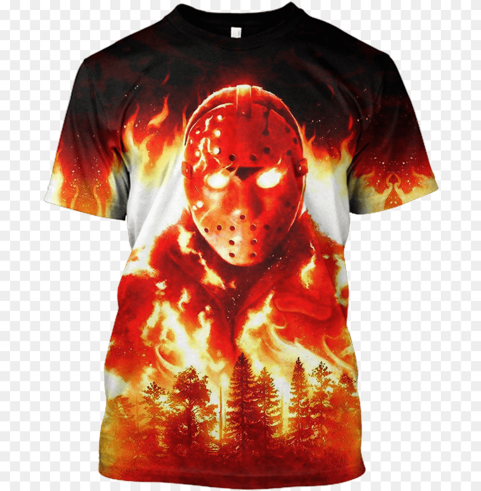 3d Friday The 13th Jason Voorhees Tshirt Jason Voorhees Fire, Clothing, Dye, T-shirt, Baby Free Png