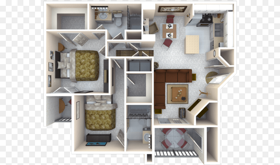 3d Furnished Floor Plan, Art, Collage, Architecture, Building Free Png