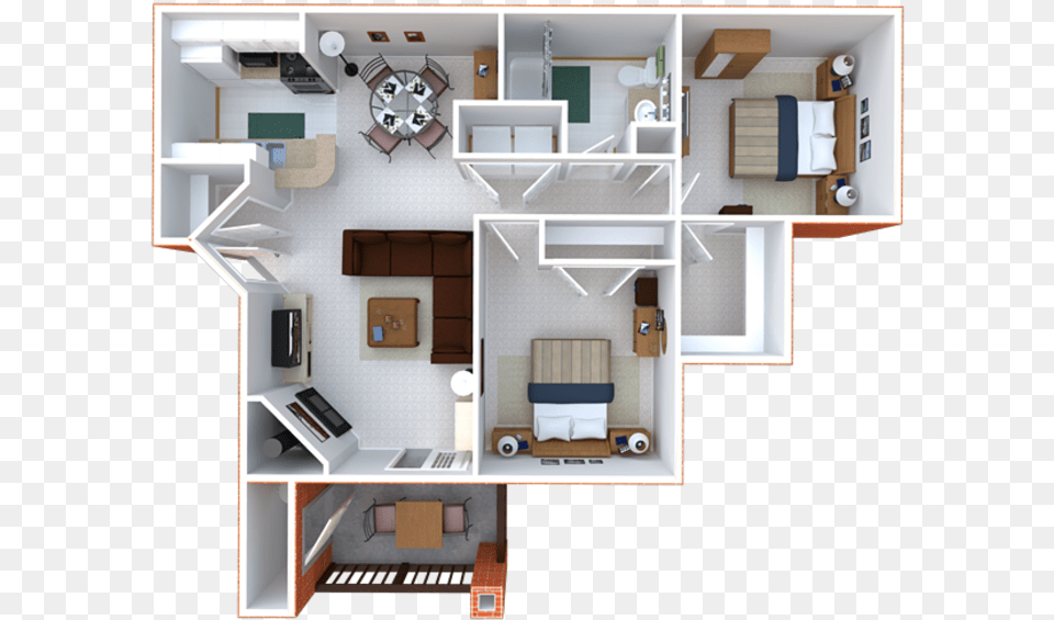 3d Furnished Floor Plan, Diagram, Floor Plan, Architecture, Building Png Image