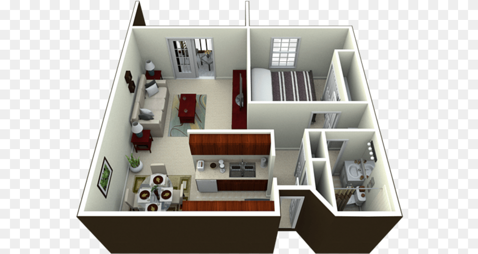 3d Furnished Floor Plan, Plant, Indoors, Architecture, Building Free Transparent Png