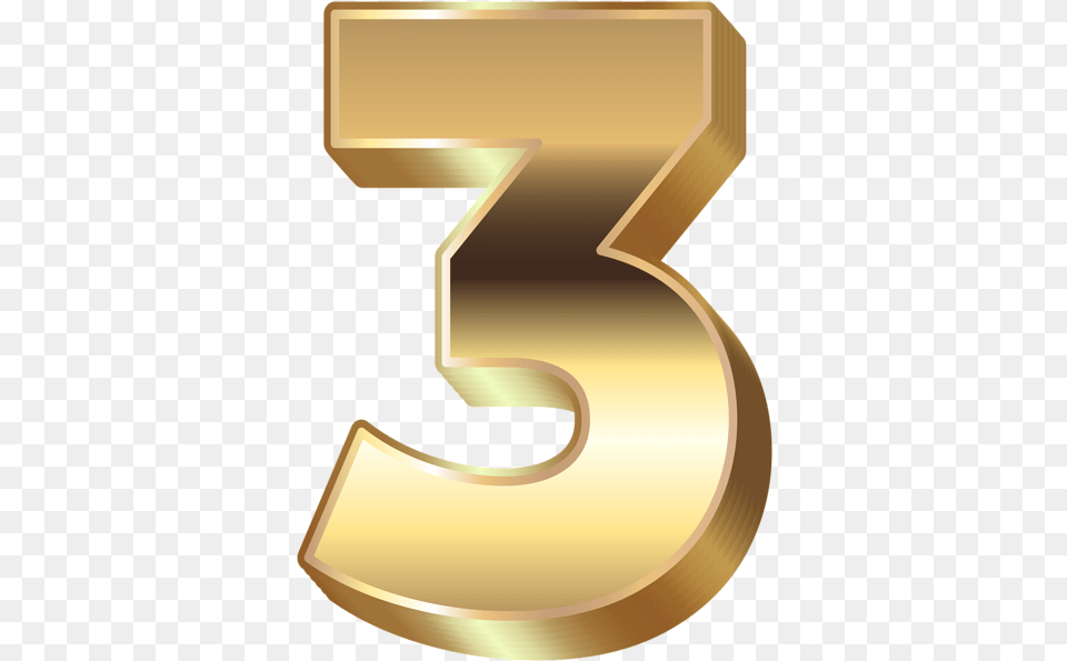3d Gold Number Three Clip Art In 2020 Number 3 Gold, Symbol, Text, Smoke Pipe Png