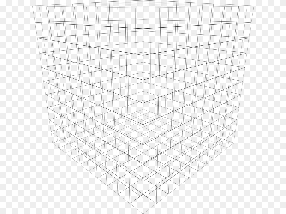 3d Grid Cube, Gray Free Png Download