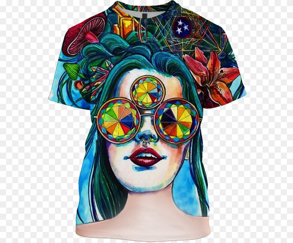 3d Hippie Beautiful Personality Wonman Full Print T, T-shirt, Clothing, Adult, Person Free Png