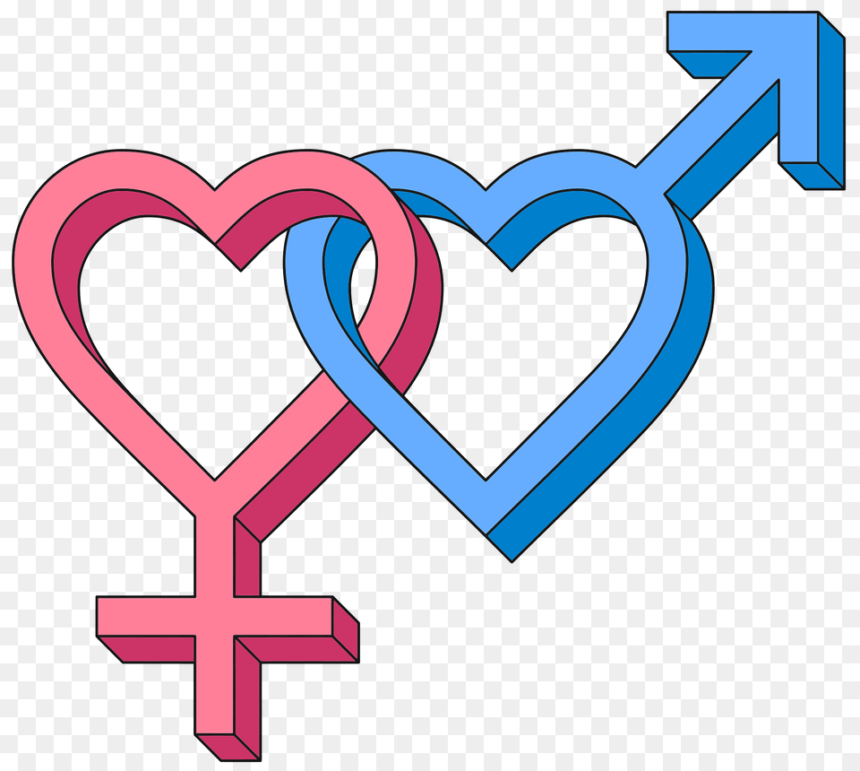 3d Isometric Intertwined Gender Hearts Clipart, Heart, Dynamite, Weapon, Symbol Png Image