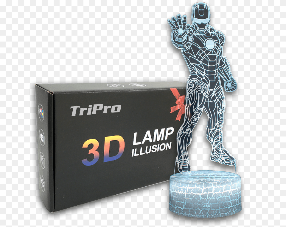 3d Led Optical Illusion Lamp Figurine, Adult, Person, Man, Male Free Png