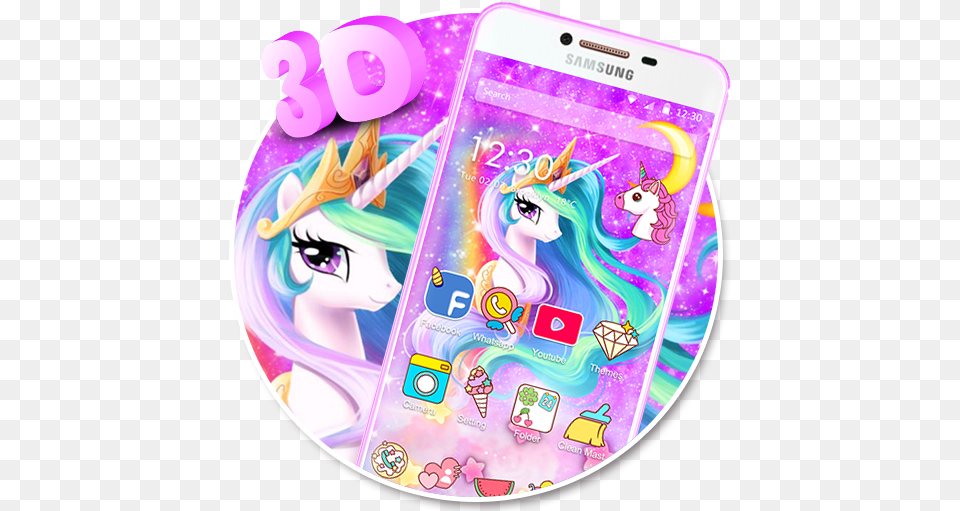 3d Lovely Colorful Unicorn Gravity Theme Apk 1110 Unicorn, Book, Comics, Publication, Head Png