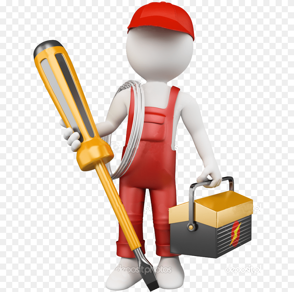 3d Man Electrician Electrician 3d Icon, People, Person, Baby, Cleaning Png Image