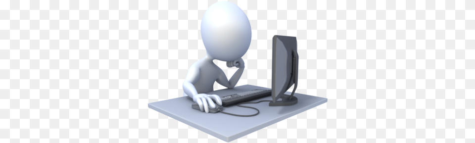 3d Man Working At Computer Learning Methods E Learning 3d Man Working Computer, Pc, Electronics, Furniture, Table Free Png