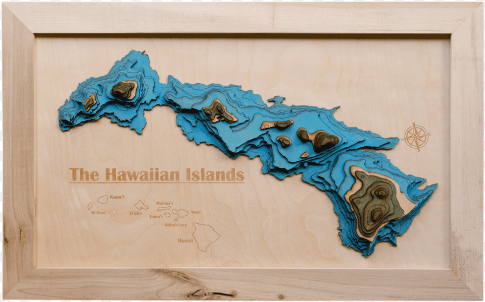 3d Map Of Hawaii Hawaii Wooden Map, Wood, Plywood Free Png Download