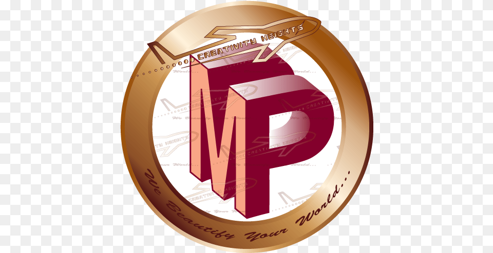 3d Mp Logo Creativity Heights Logo Mp 3d, Gold, Photography, Disk, Text Free Png Download