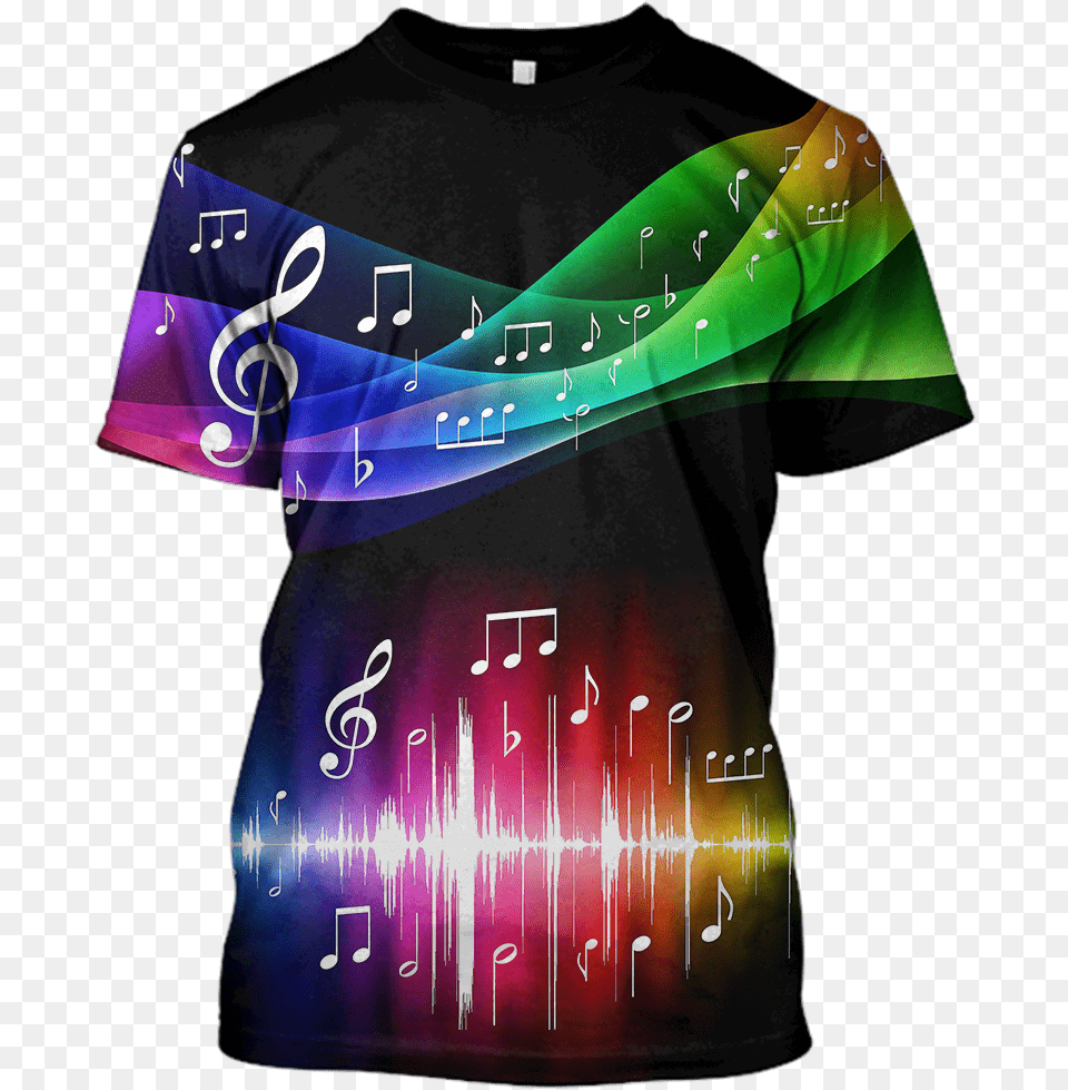 3d Music Note With Colors Full Print T Shirt Music Notes, Clothing, T-shirt, Person Png