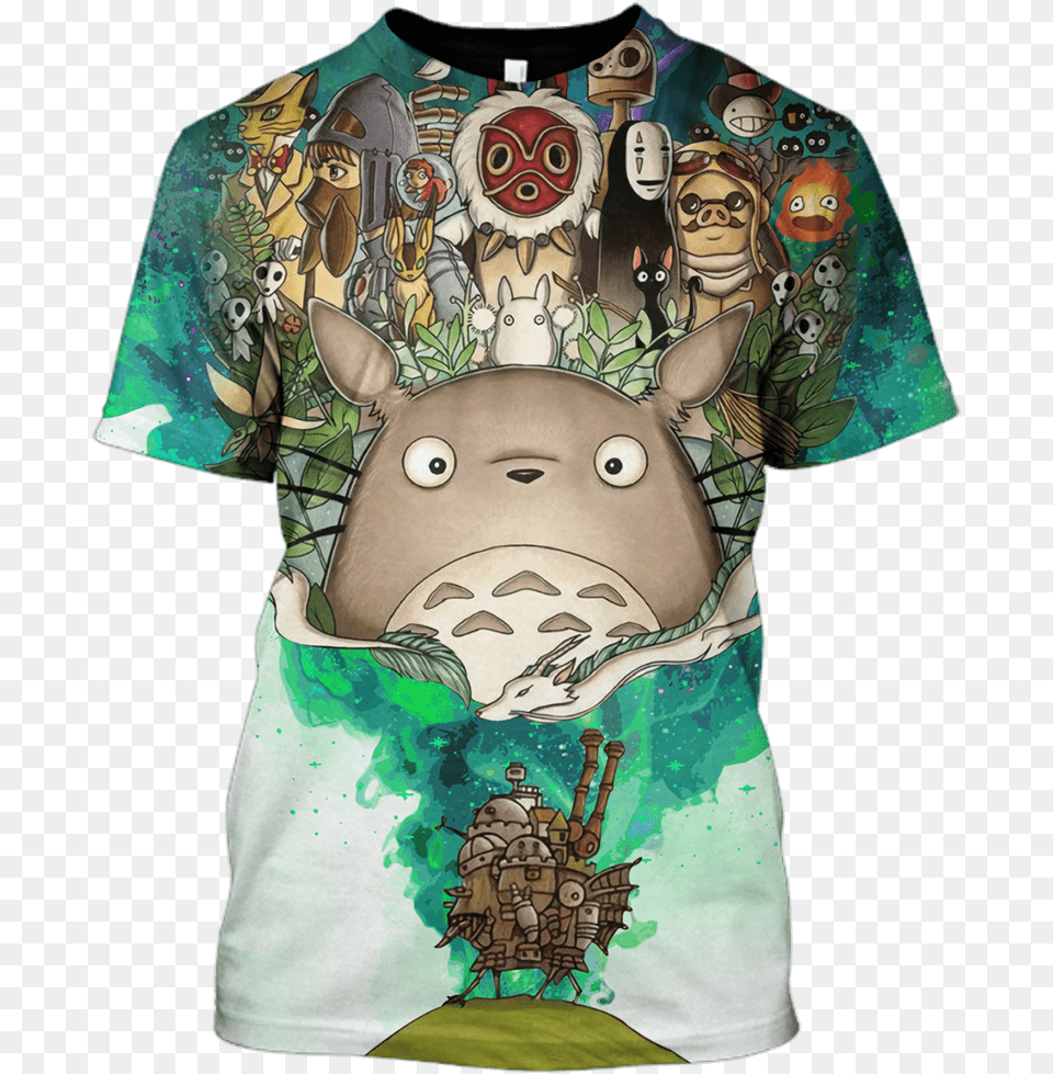 3d My Neighbor Totoro Full Print T Shirt T Shirt, Clothing, T-shirt, Face, Head Png Image