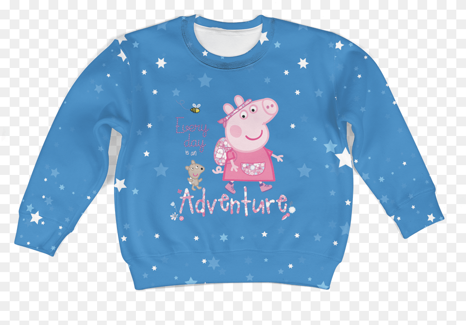 3d Peppa Pig Everyday Is An Adventure Full Print Hoodie, Clothing, Knitwear, Long Sleeve, Sleeve Png