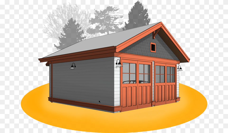 3d Perspective Of Craftsman Style Two Car Garage Design Design, Architecture, Outdoors, Nature, Indoors Free Png