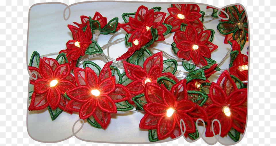 3d Poinsettia String Lights Machine Embroidery Freestanding Lace Light, Pattern, Birthday Cake, Cake, Cream Png
