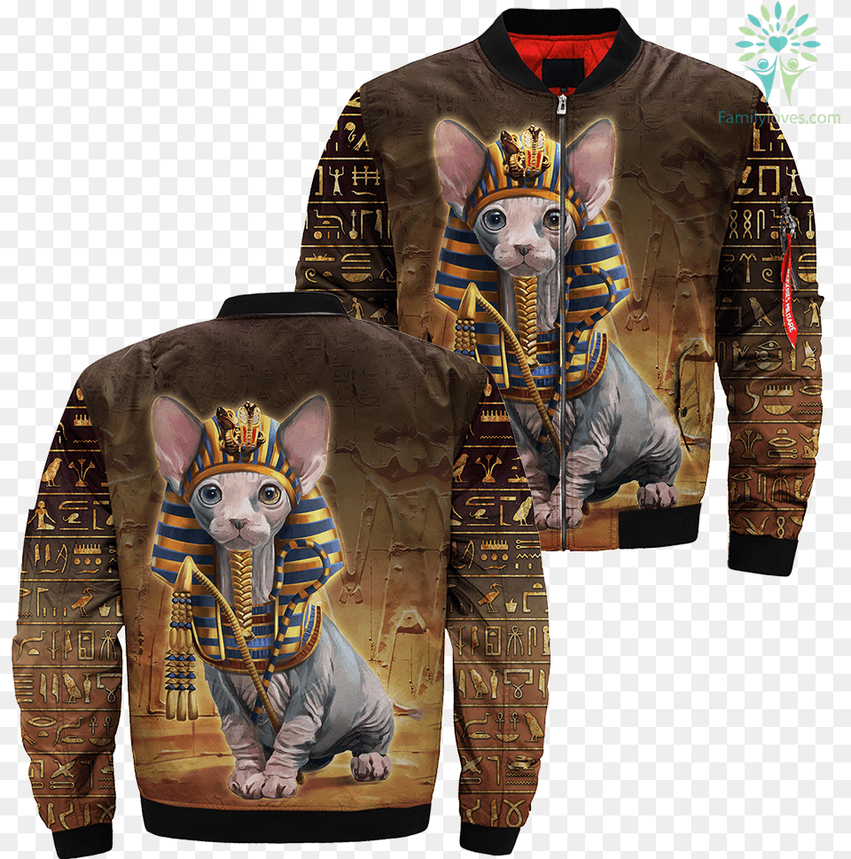 3d Printed Pharaoh Cat Over Print Jacket Tag Familyloves Embroidery, Clothing, Coat, Sweatshirt, Sweater Free Transparent Png