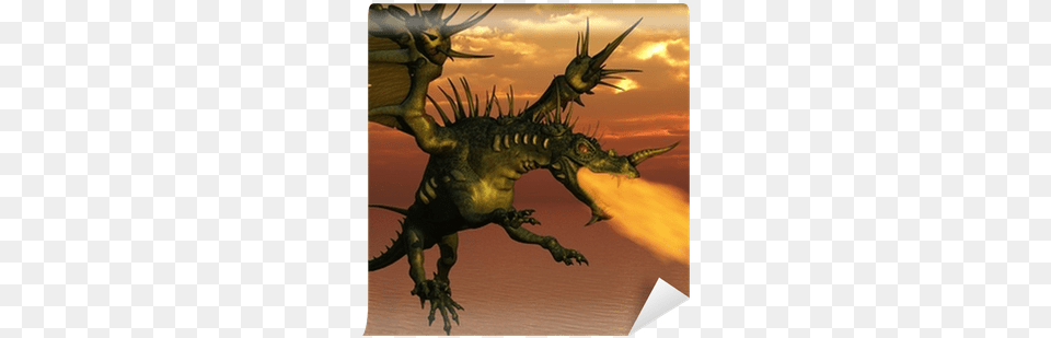 3d Render Of A Fire Breathing Dragon Flying At Sunset Dragon, Animal, Dinosaur, Reptile Free Png Download