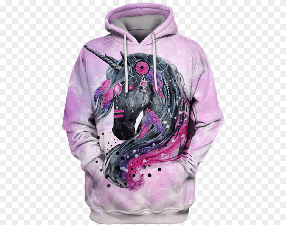 3d Unicorn In The Galaxy Background Full Print T Shirt Dream Catcher Horse, Clothing, Hoodie, Knitwear, Sweater Free Png Download