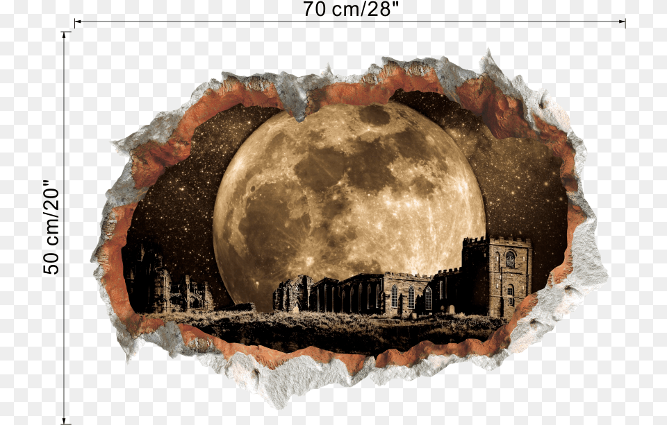 3d Vivid Hole Outer Space Wall Stickers For Kids Rooms Full Moon, Outdoors, Night, Nature, Astronomy Free Transparent Png