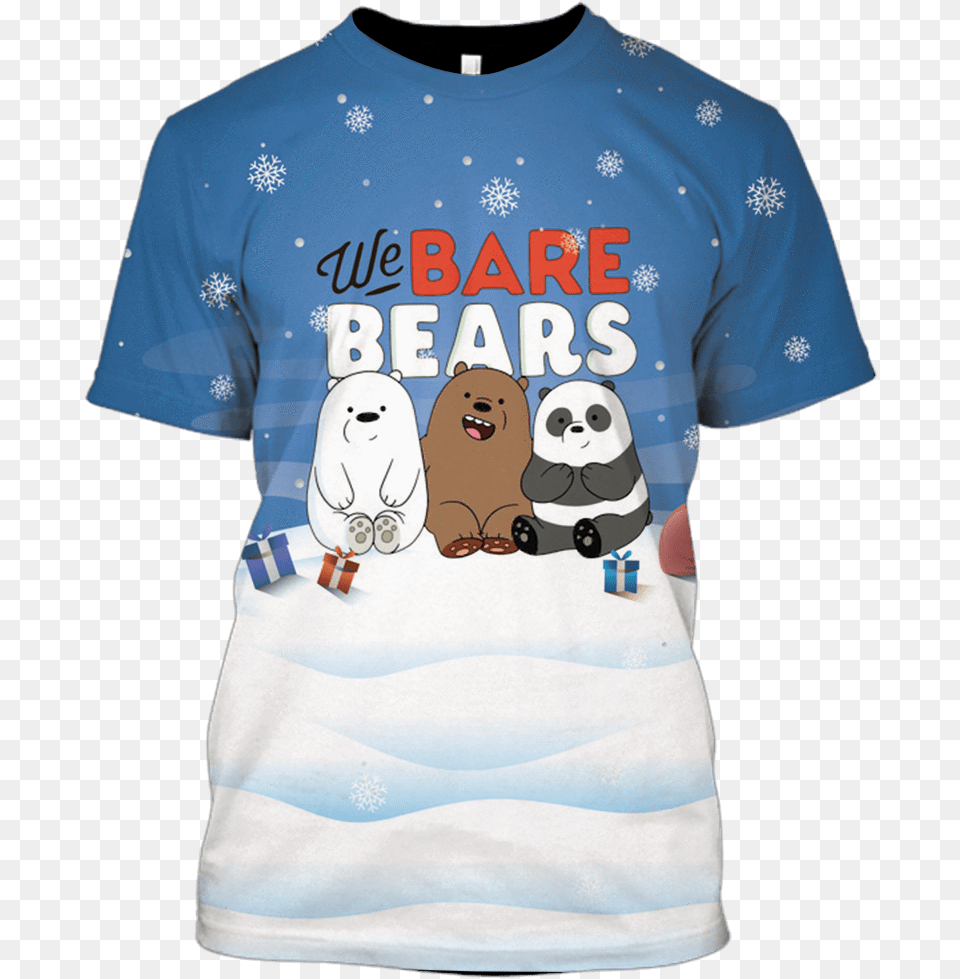 3d We Bare Bears Full Print T Shirt We Bare Bears Hoodie Blue, Clothing, T-shirt, Baby, Person Png