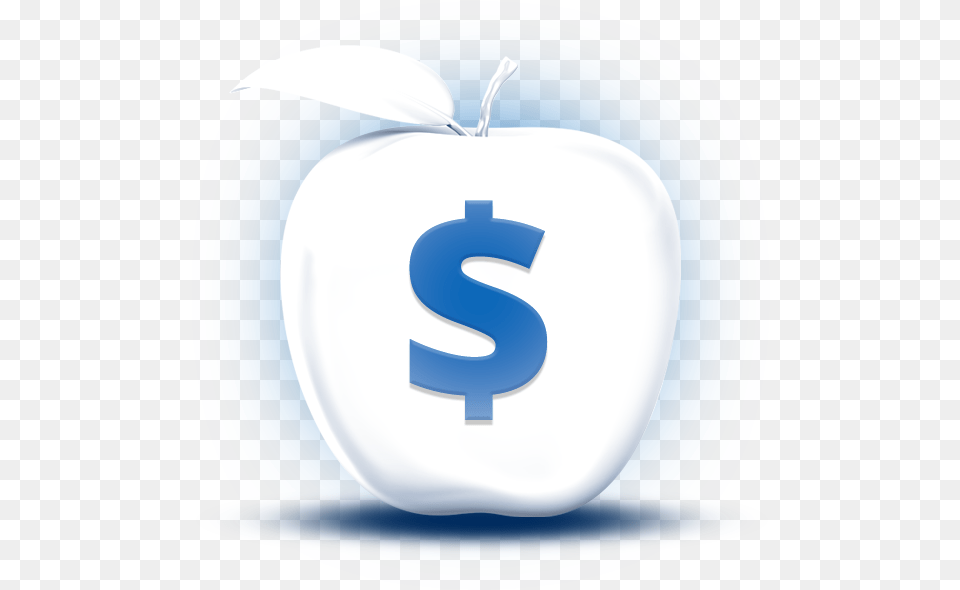 3d White Apple Dollar Sign Featuredcontent Apple, Text, Food, Fruit, Plant Free Png