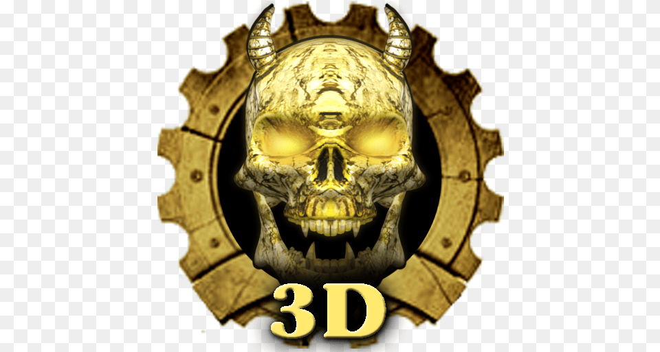 3d Wooden Vampire Skull Theme U200c Google Play Skull, Symbol, Logo, Emblem, Animal Free Png