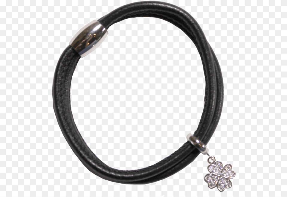 4 Leaf Clover Charm Bracelet Black Leather Bracelet, Accessories, Jewelry Free Transparent Png