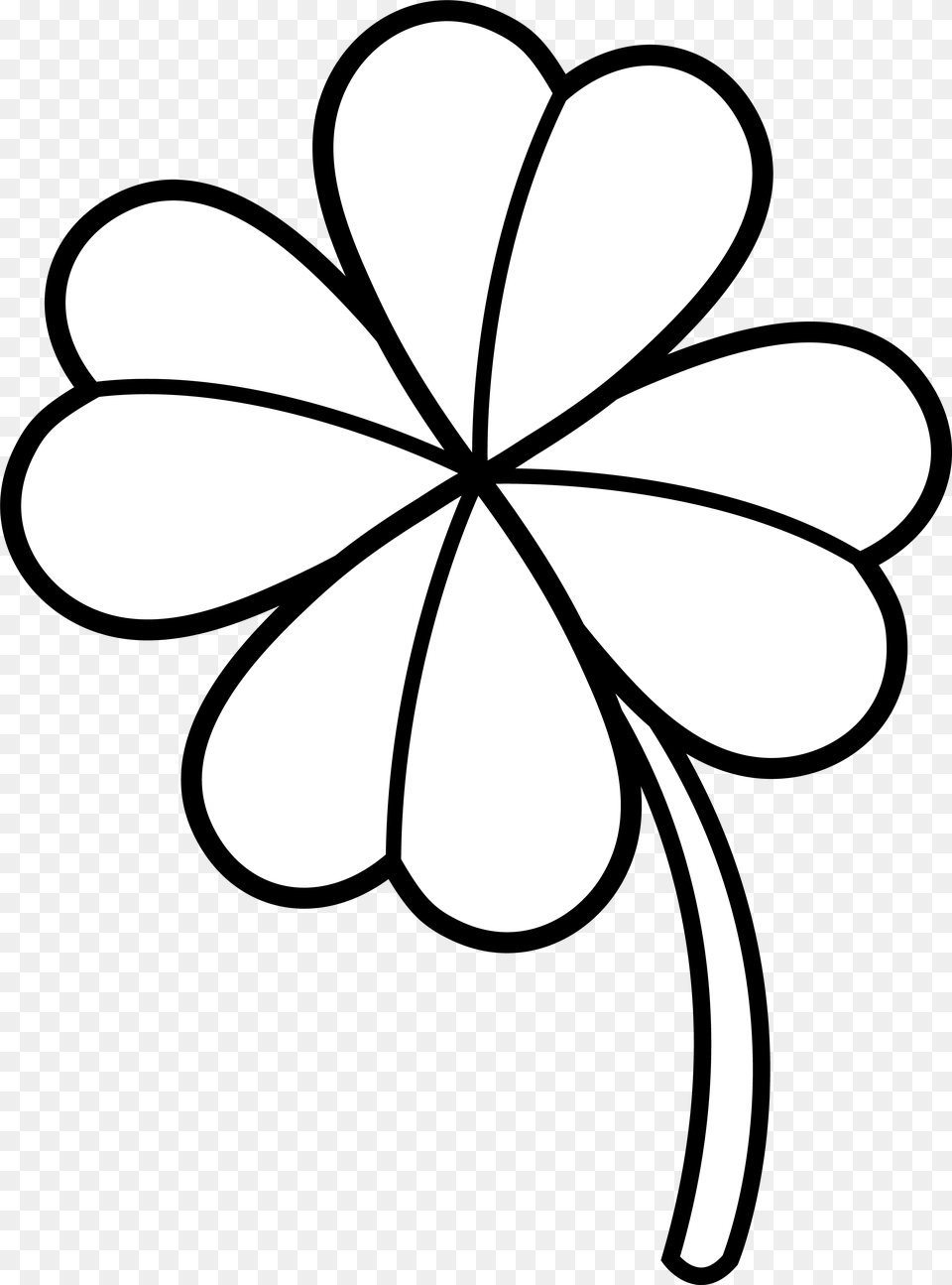 4 Leaf Clover Clip Art 3 Clipartix Four Leaf Clover Coloring, Stencil, Daisy, Flower, Plant Png Image